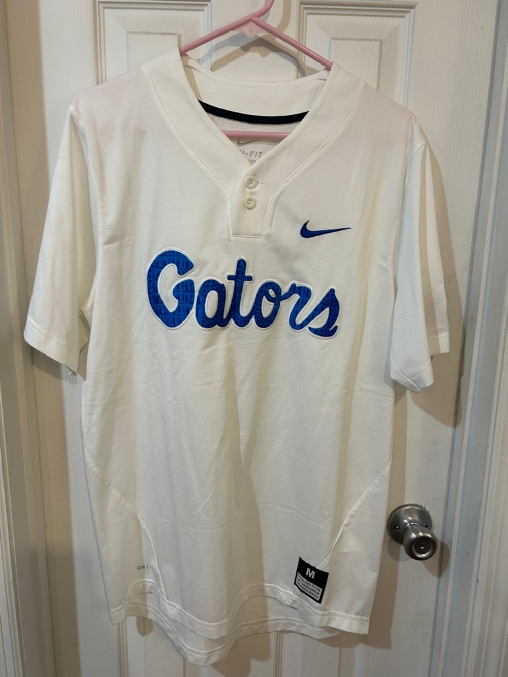 Nike White Jersey with Blue Gators Script